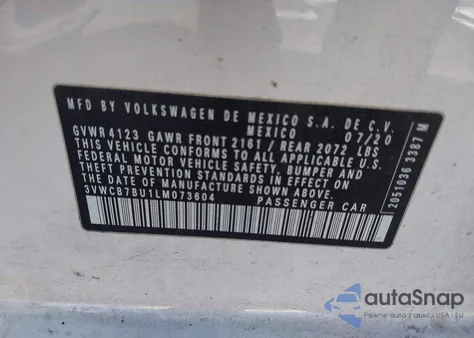 2020 Volkswagen Jetta 1.4T R-Line/1.4T S/1.4T Se from USA, damaged, VIN 3VWCB7BU1LM073604